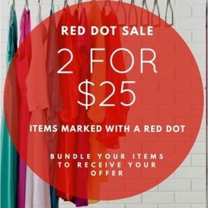 🔴 2 for $25 pick two items with the red dot and I will send you an offer of $25